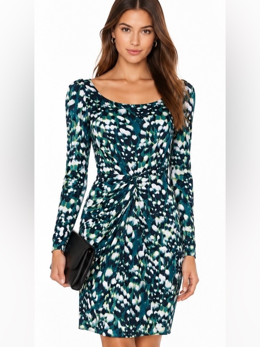 Whistles Silk Blend Printed Long Sleeve Dress Size 4